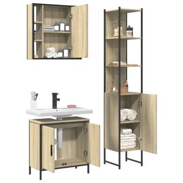 3 Piece Bathroom Cabinet Set in Sonoma Oak - Stylish Storage