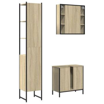 3 Piece Bathroom Cabinet Set in Sonoma Oak - Stylish Storage