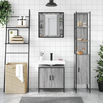 3 Piece Bathroom Cabinet Set - Grey Sonoma Engineered Wood