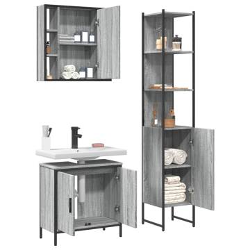 3 Piece Bathroom Cabinet Set - Grey Sonoma Engineered Wood