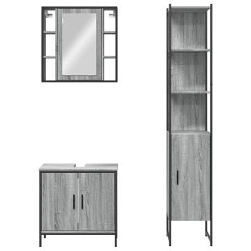 3 Piece Bathroom Cabinet Set - Grey Sonoma Engineered Wood