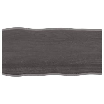 Table Top Dark Brown Solid Oak Live Edge | 100x50x2 cm