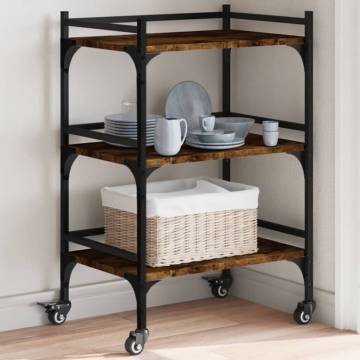 Vintage Kitchen Trolley in Smoked Oak - 50x35x75.5 cm