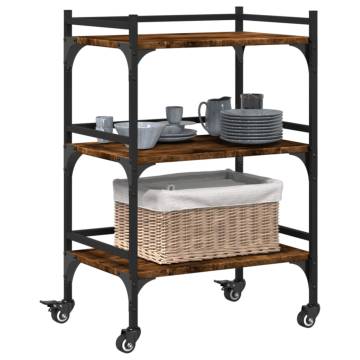 Vintage Kitchen Trolley in Smoked Oak - 50x35x75.5 cm