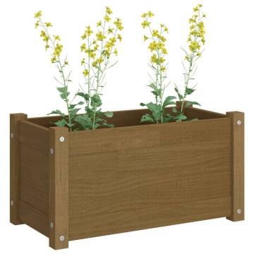 Garden Planter Honey Brown | Solid Pinewood 60x31x31 cm