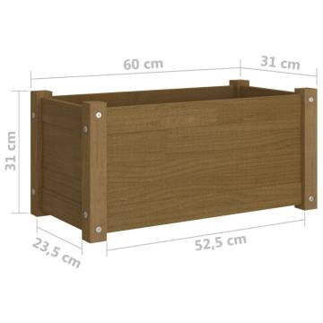 Garden Planter Honey Brown | Solid Pinewood 60x31x31 cm