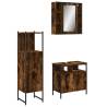 3 Piece Bathroom Cabinet Set - Smoked Oak & Engineered Wood