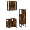 3 Piece Bathroom Cabinet Set - Smoked Oak & Engineered Wood