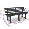 Stylish 145.5 cm Anthracite Plastic Garden Bench for Outdoor Spaces