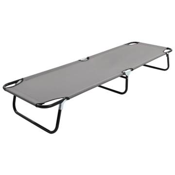 Folding Sun Lounger Grey Steel | Comfortable & Portable