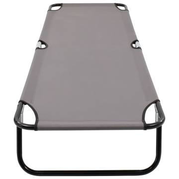 Folding Sun Lounger Grey Steel | Comfortable & Portable