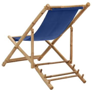 Deck Chair Bamboo & Canvas Navy Blue - Comfortable & Durable