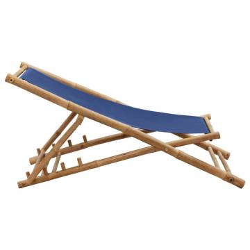 Deck Chair Bamboo & Canvas Navy Blue - Comfortable & Durable