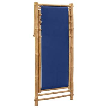 Deck Chair Bamboo & Canvas Navy Blue - Comfortable & Durable