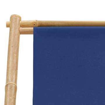 Deck Chair Bamboo & Canvas Navy Blue - Comfortable & Durable