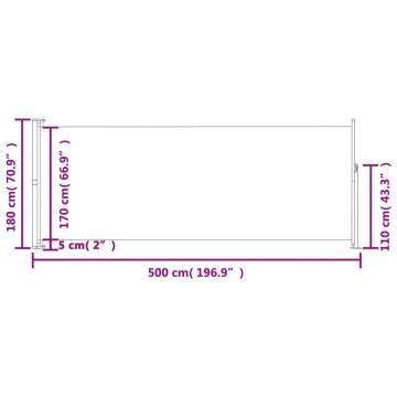 Patio Retractable Side Awning 180x500 cm - Stylish Privacy