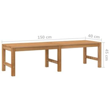 150 cm Solid Teak Wood Garden Bench - Durable & Stylish