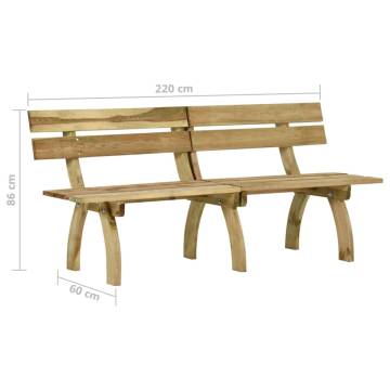 Garden Bench 220 cm - Durable Impregnated Pinewood