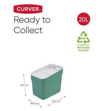 Curver 20L Mint Green Trash Can - Ideal Waste Separation Solution