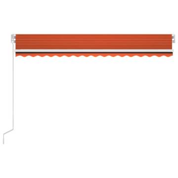 Manual Retractable Awning with LED - 400x300 cm Orange & Brown