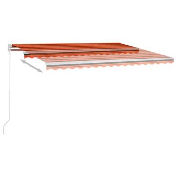 Manual Retractable Awning with LED - 400x300 cm Orange & Brown