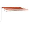 Manual Retractable Awning with LED - 400x300 cm Orange & Brown