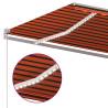 Manual Retractable Awning with LED - 400x300 cm Orange & Brown