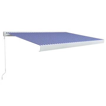 Manual Cassette Awning 400x300 cm - Blue & White - HipoMarket