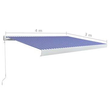 Manual Cassette Awning 400x300 cm - Blue & White - HipoMarket