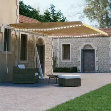 Manual Retractable Awning with LED - Yellow & White 400x300 cm