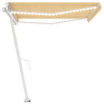 Manual Retractable Awning with LED - Yellow & White 400x300 cm