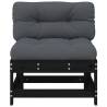 Middle Sofa with Cushions - Black Solid Wood Pine | HipoMarket