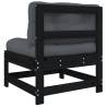 Middle Sofa with Cushions - Black Solid Wood Pine | HipoMarket