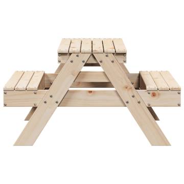 Kids Picnic Table: Solid Pine, 88x97x52 cm - Hipomarket