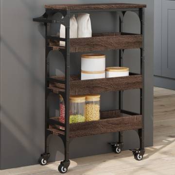 Stylish Brown Oak Kitchen Trolley | Organize & Move Easily