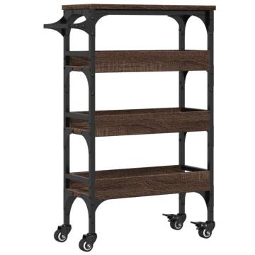 Stylish Brown Oak Kitchen Trolley | Organize & Move Easily