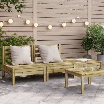 Garden Sofa 3-Seater in Impregnated Pine Wood | Hipo Market