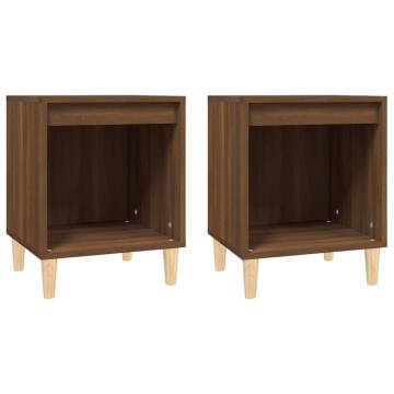 Elegant Brown Oak Bedside Cabinets – 2 pcs | HipoMarket