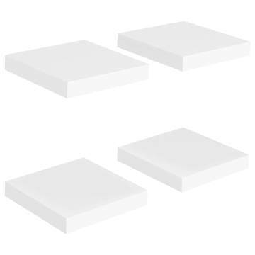 Floating Wall Shelves Set of 4 - Stylish White MDF Display