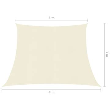 Sunshade Sail 160 g/m² Cream 3x4 m - HDPE Outdoor Shelter