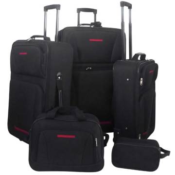 Five Piece Travel Luggage Set - Black | Hipomarket UK