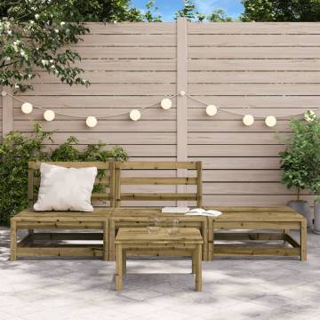 Garden Sofa Armless with Footstool - Pine Wood | HipoMarket