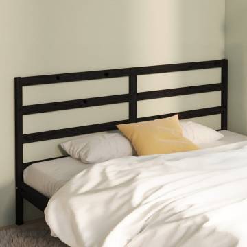 Stylish Black Bed Headboard - Solid Pine 206x4x100 cm