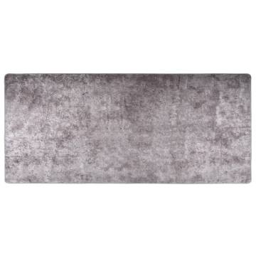 Washable Grey Rug 80x300 cm | Anti-Slip & Stylish