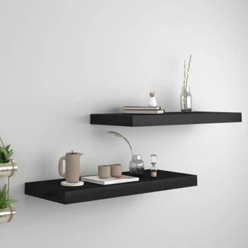 Stylish Floating Wall Shelves - 2 pcs Black | HipoMarket