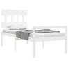 Solid Wood White Single Bed Frame with Headboard | Hipo Market