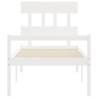 Solid Wood White Single Bed Frame with Headboard | Hipo Market