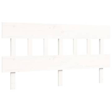 White Bed Frame with Headboard - 160x200 cm Solid Wood