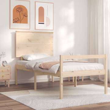 Solid Wood Single Bed Frame with Headboard | HipoMarket