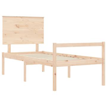 Solid Wood Single Bed Frame with Headboard | HipoMarket